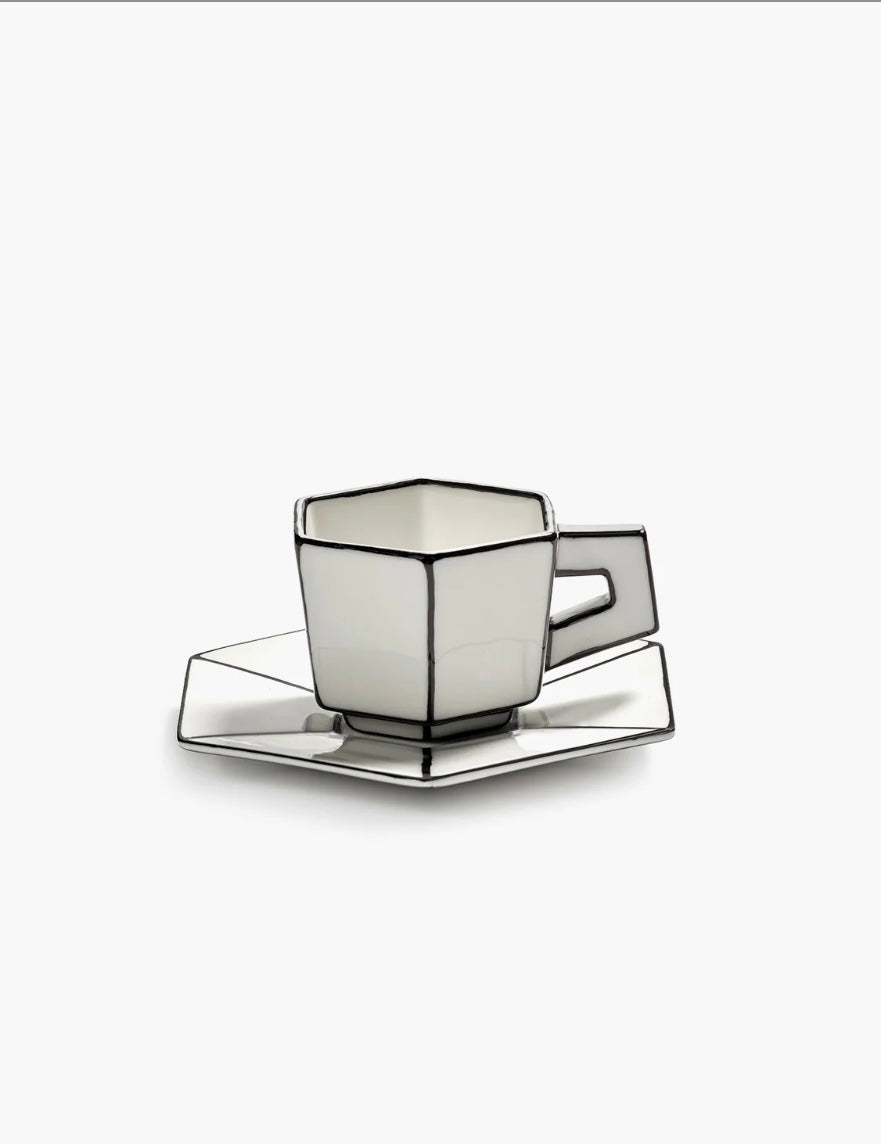 Kop en schotel wit / zwart