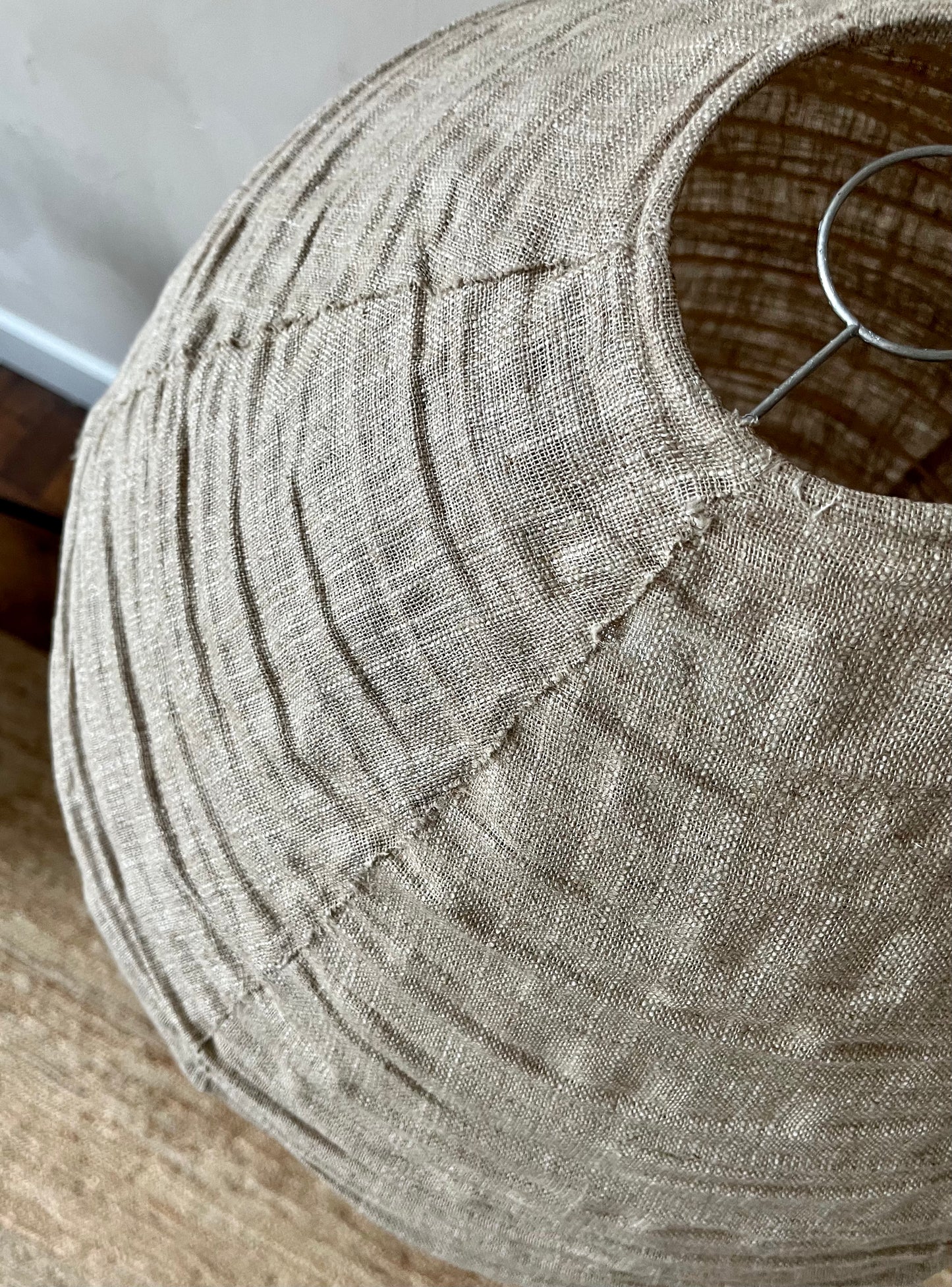 Linnen lamp beige rond