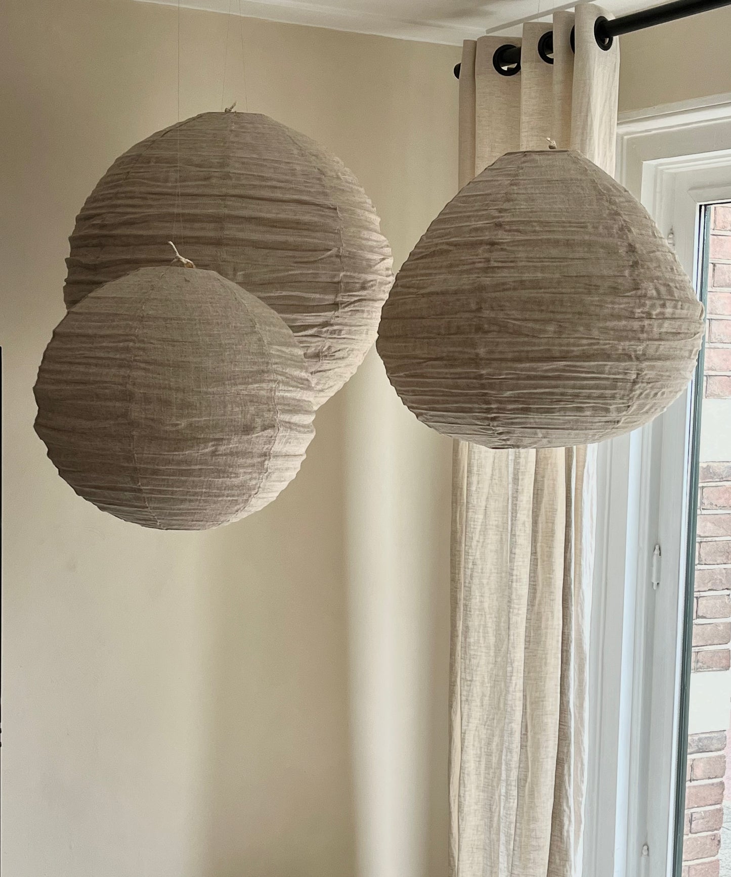 Linnen lamp beige rond