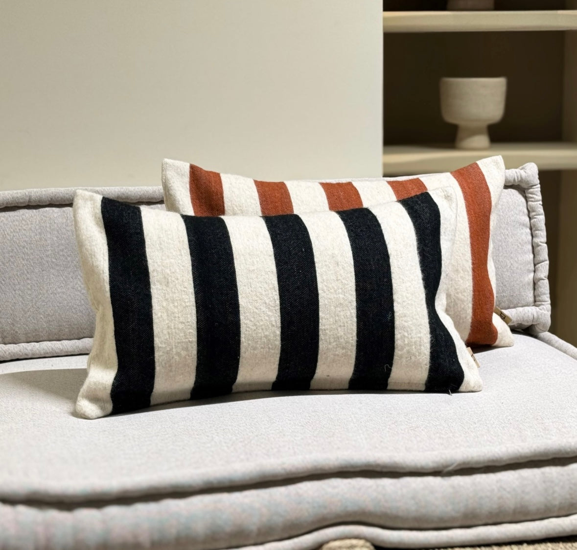 Cushion black stripes