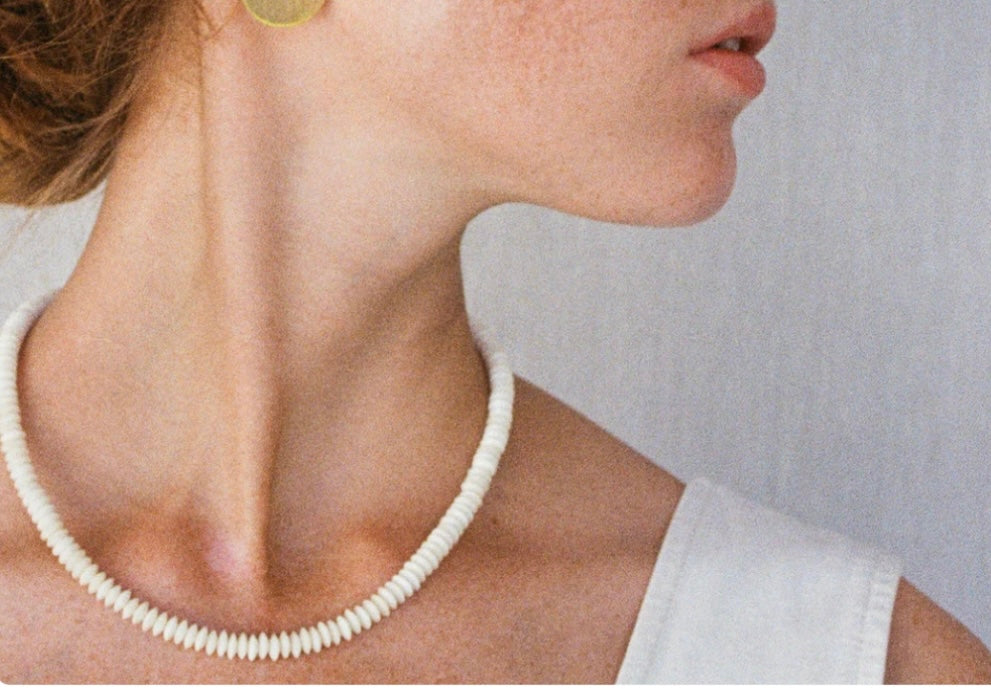Natural Gold-Vermeil necklace / BEADED