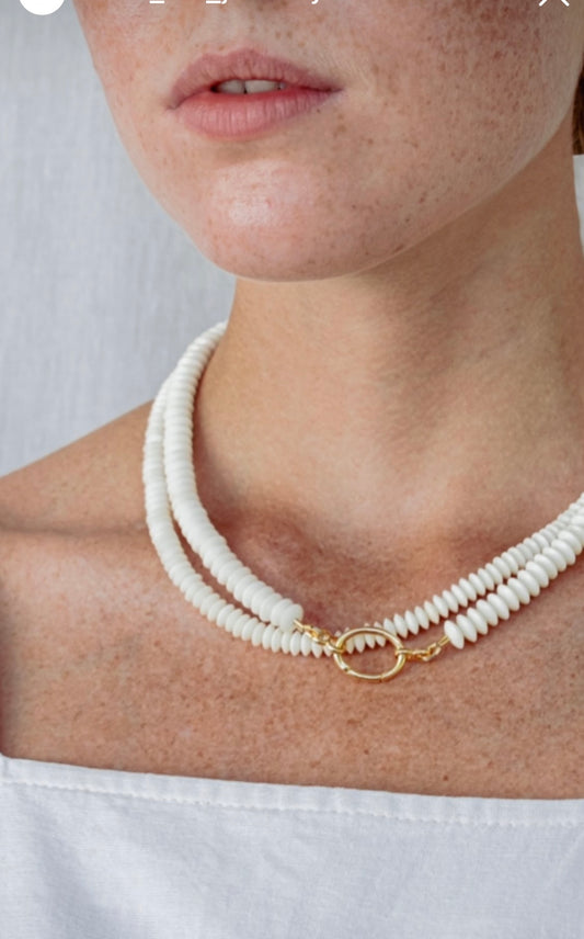 Natural Gold-Vermeil necklace / BEADED